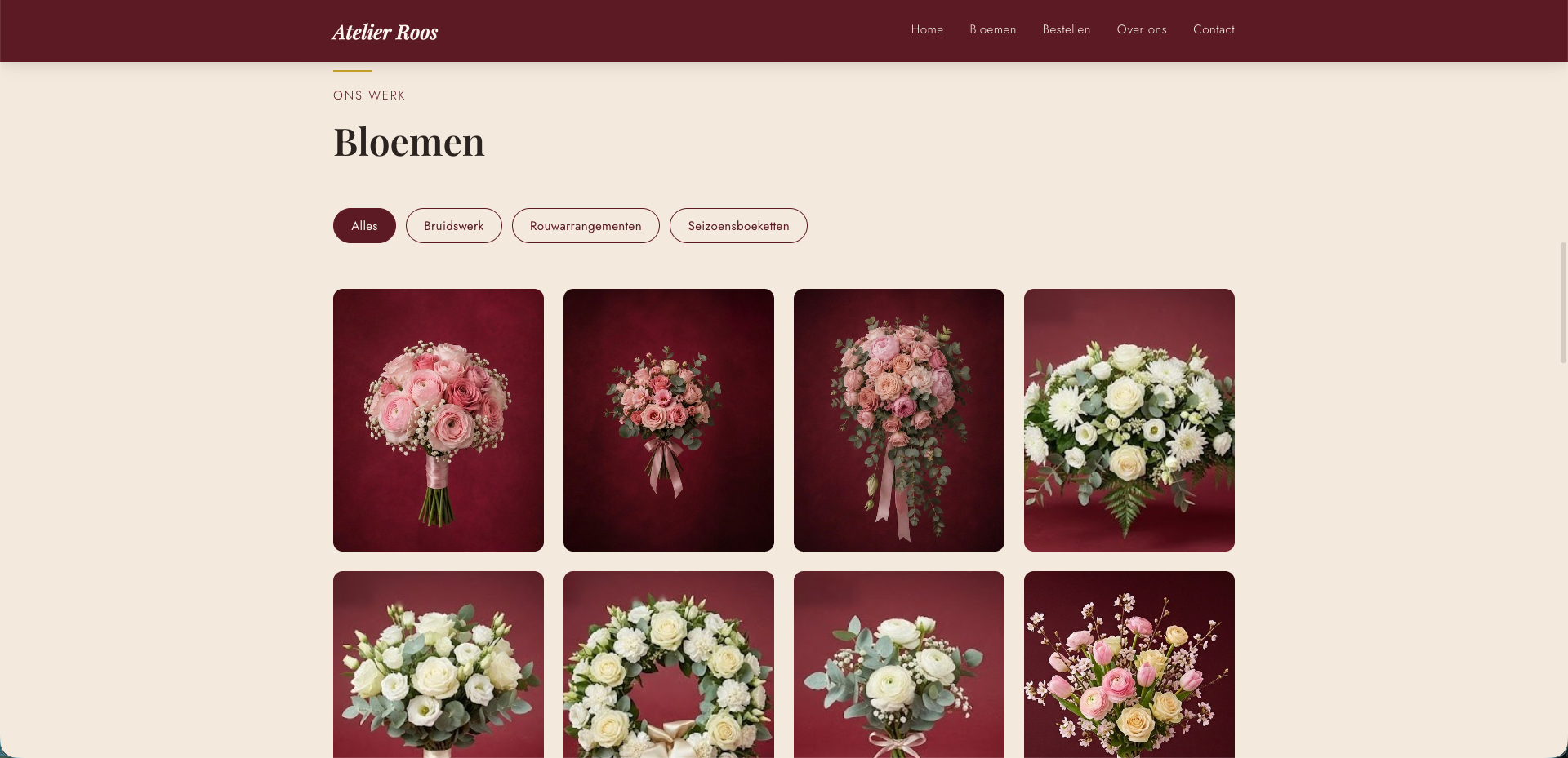 Bloemist website - bloemenoverzicht