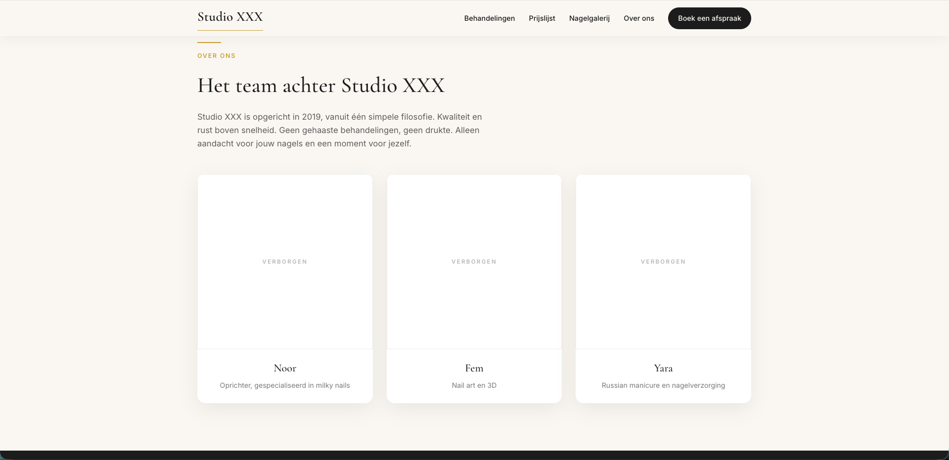 Nagelstudio website - over ons