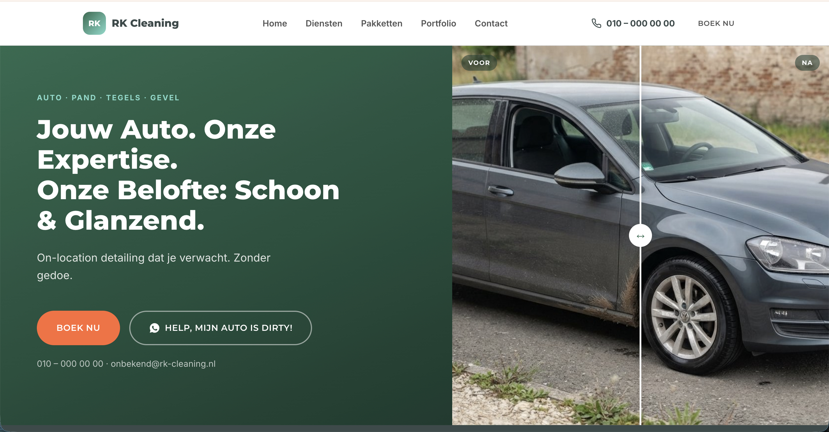 Schoonmaakbedrijf website - homepage