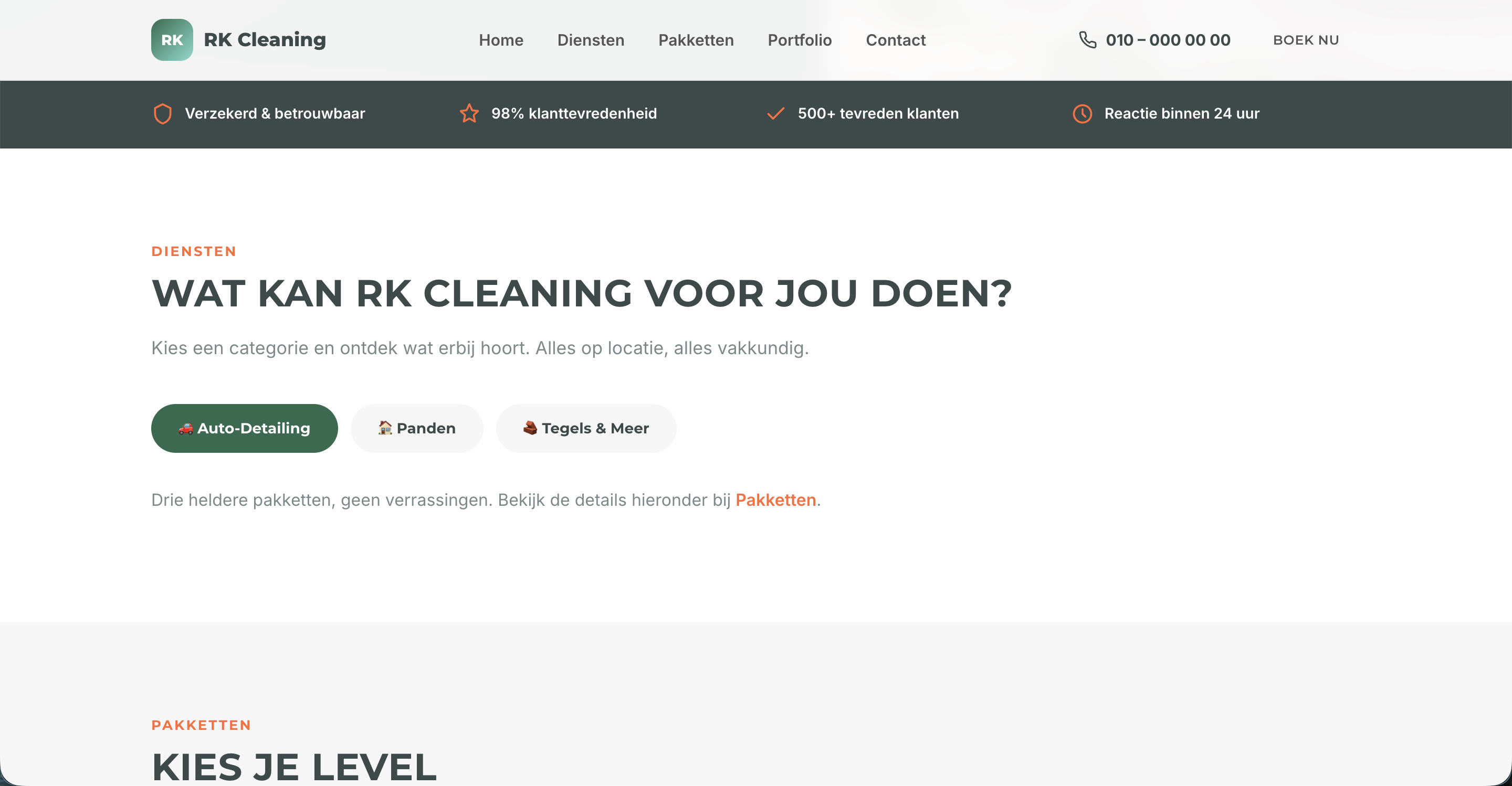 Schoonmaakbedrijf website - diensten