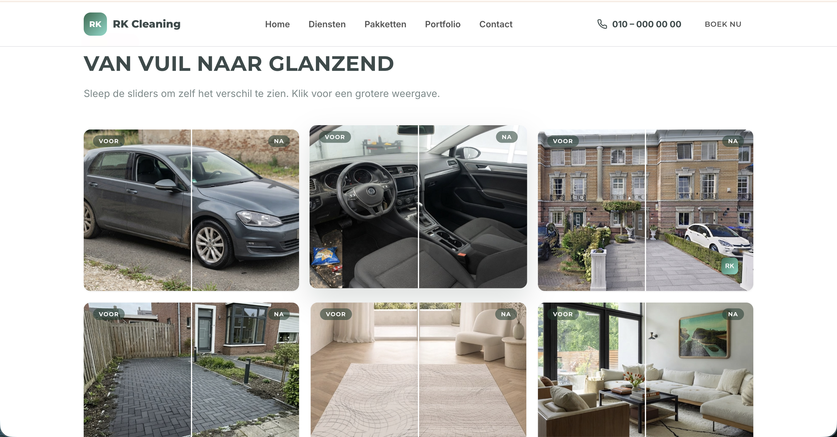 Schoonmaakbedrijf website - voor/na portfolio
