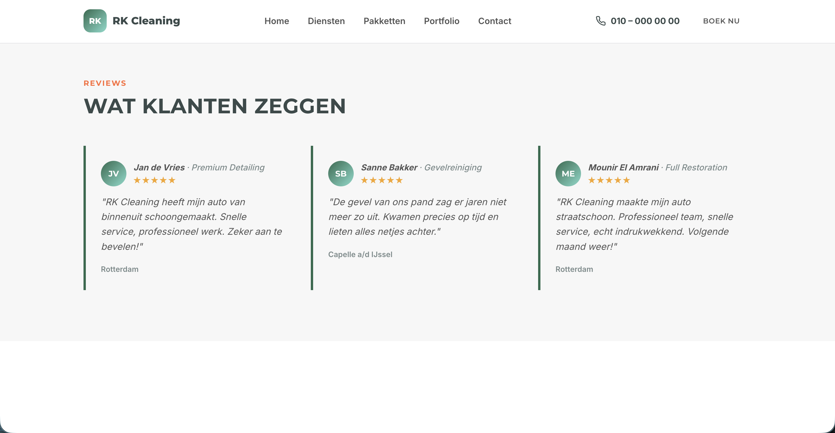 Schoonmaakbedrijf website - reviews